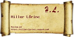 Hiller Lőrinc névjegykártya